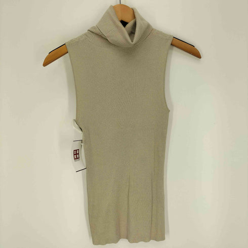 バーバリーブラックレーベル BURBERRY BLACK LABEL シルク カシミヤ混 タートルネック フリル ノースリーブ ニット セーター レディース EUR:38