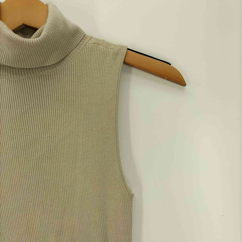 バーバリーブラックレーベル BURBERRY BLACK LABEL シルク カシミヤ混 タートルネック フリル ノースリーブ ニット セーター レディース EUR:38