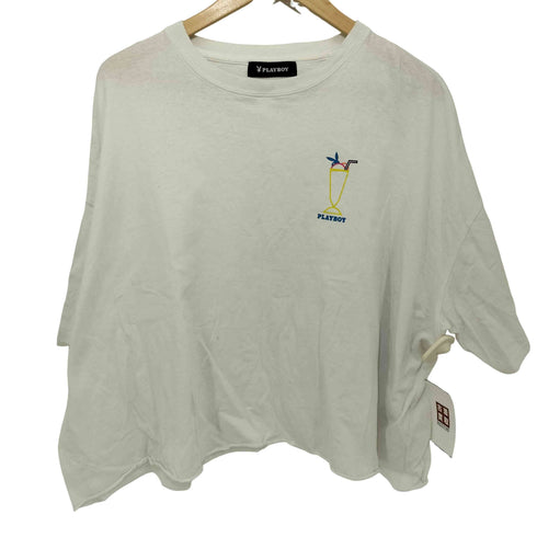 プレイボーイ PLAYBOY 短丈ワンポイントプリントS/S TEE レディース L
