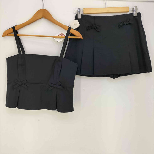 ザラ ZARA プリーツトップス & ボウ スコート リボン レディース トップス:M / ボトムス:S