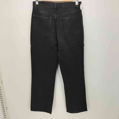 ザラ ZARA ボタンフライ ワイドテーパード ブラックデニムパンツ レディース EUR:38