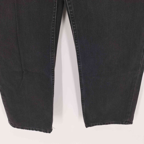 ザラ ZARA ボタンフライ ワイドテーパード ブラックデニムパンツ レディース EUR:38