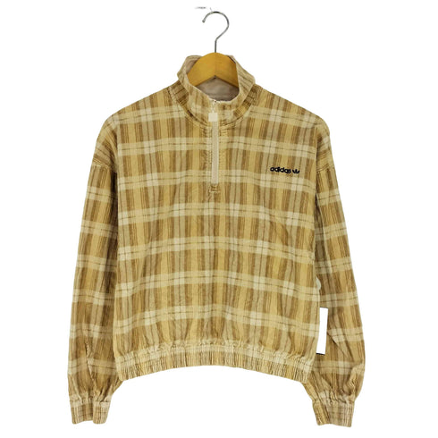 アディダスオリジナルス adidas Originals CORDUROY TARTAN HALF ZIP TOP コーデュロイ タータン ハーフジップトップ レディース JPN:M