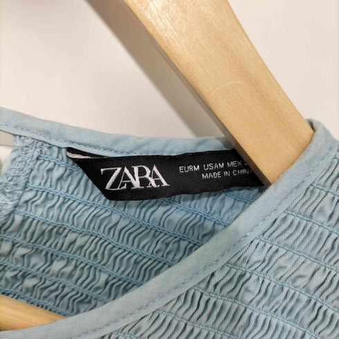 ザラ ZARA パフスリーブシャーリングワンピース レディース import:M