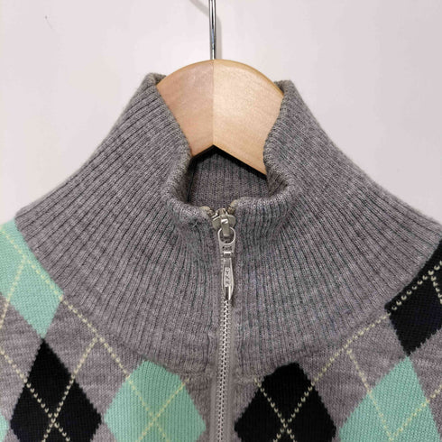 キャサリンハムネットロンドン KATHARINE HAMNETT LONDON アーガイル ダブルジップ ドライバーズニット メンズ import:M