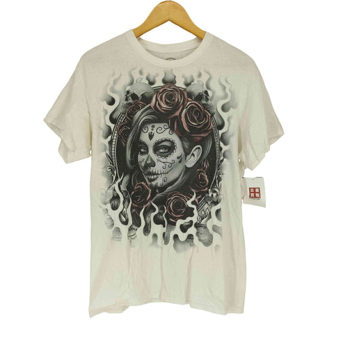 スカルローズプリントTシャツ メンズ M