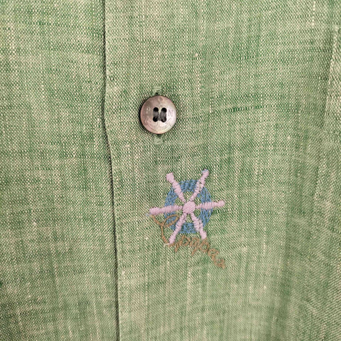 パパス papas 錨刺繍 リネン レギュラーカラーシャツ メンズ JPN:S