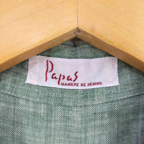 パパス papas 錨刺繍 リネン レギュラーカラーシャツ メンズ JPN:S