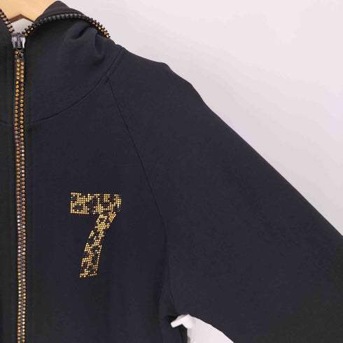 スワロフスキー SWAROVSKI USUALIS イタリア製 ナンバリング 7 ラインストーン スパンコール 装飾 フルジップ パーカー メンズ import:L