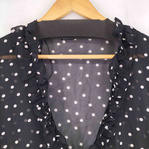 ザラ ZARA フリルリボンドットシアーブラウス レディース import:M