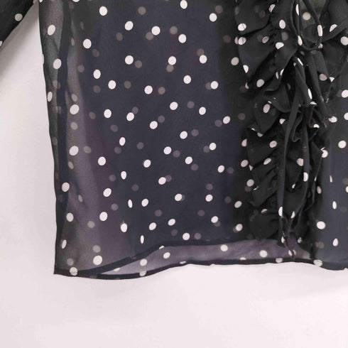 ザラ ZARA フリルリボンドットシアーブラウス レディース import:M