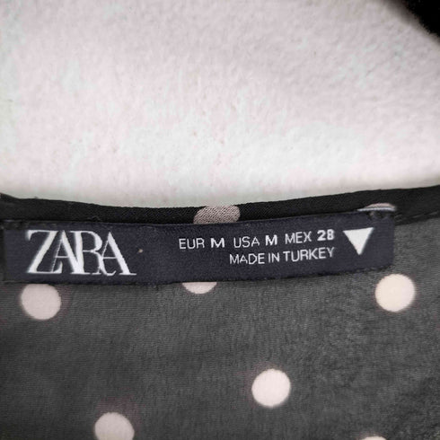 ザラ ZARA フリルリボンドットシアーブラウス レディース import:M