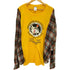 JERZEES ボディ ロゴ プリント アーム 異素材 ドッキング 再構築 リメイク L/S クルーネック Tシャツ メンズ 3XL