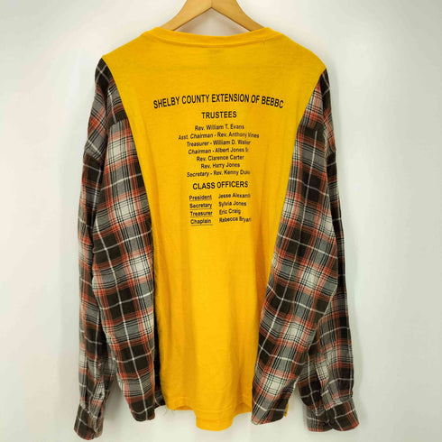 JERZEES ボディ ロゴ プリント アーム 異素材 ドッキング 再構築 リメイク L/S クルーネック Tシャツ メンズ 3XL