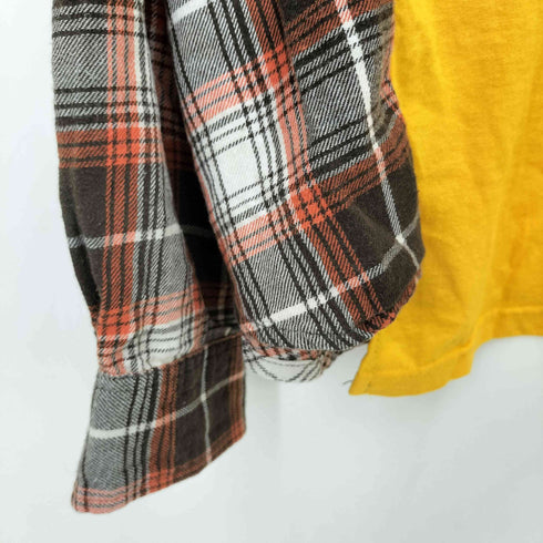 JERZEES ボディ ロゴ プリント アーム 異素材 ドッキング 再構築 リメイク L/S クルーネック Tシャツ メンズ 3XL