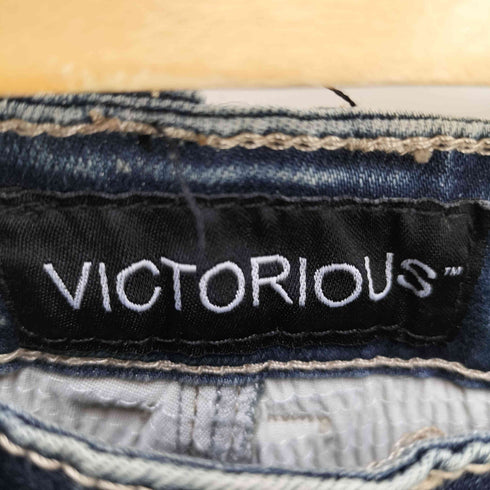 VICTORIOUS クラッシュ バイカー デニム パンツ メンズ W34 L32
