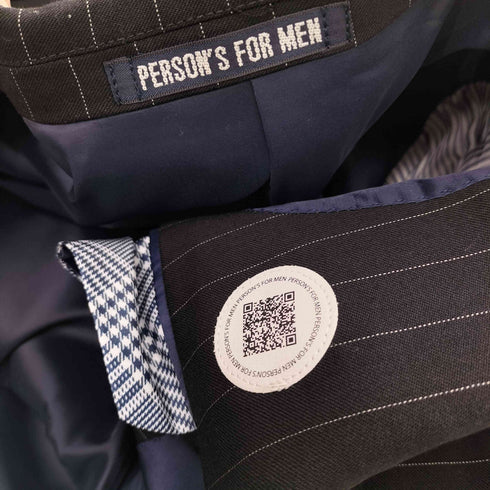 パーソンズフォーメン person's for men ピンストライプ ウール ポリ 2B テーラード ジャケット ノータック ピンストライプ スラックス スーツ セットアップ メンズ YA8