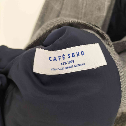 カフェソーホー CAFE SOHO Super 120's グレンチェック 3B ウール テーラード ジャケット 4B ジレ ベスト 2ピース メンズ A6