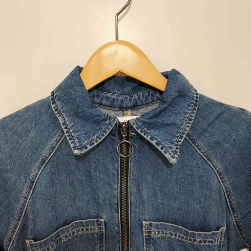 ザラ ZARA デニムジッパーデニム長袖ワンピース レディース import:S