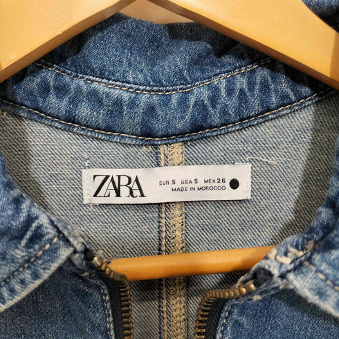 ザラ ZARA デニムジッパーデニム長袖ワンピース レディース import:S