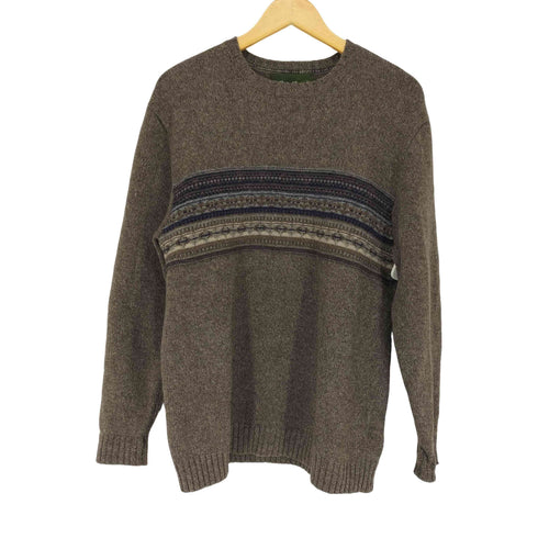 エディーバウアー Eddie Bauer 00s エルボーパッチ 3Dノルディック柄 ウールニット メンズ JPN:M