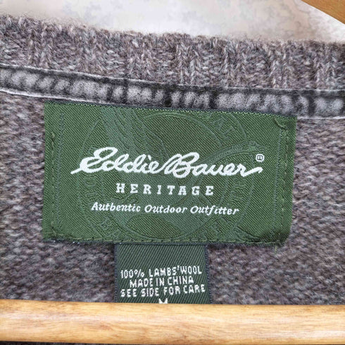 エディーバウアー Eddie Bauer 00s エルボーパッチ 3Dノルディック柄 ウールニット メンズ JPN:M
