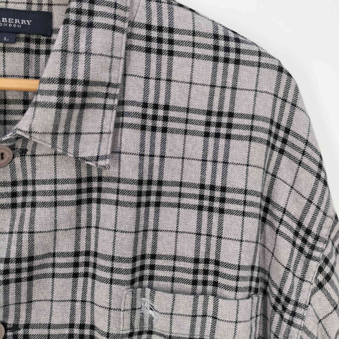 バーバリーロンドン BURBERRY LONDON ロゴ刺繍 ノバチェック コットン レギュラーカラーシャツ メンズ import:L
