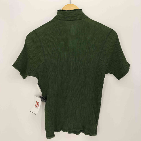 イッセイミヤケ ISSEY MIYAKE Haat プリーツ シワ加工 半袖オープンカラーシャツ レディース JPN:2