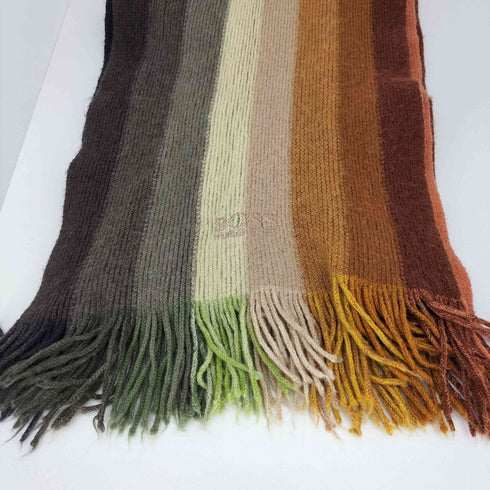 ヒューゴボス HUGO BOSS ロゴ刺繍 マルチカラー マフラー メンズ