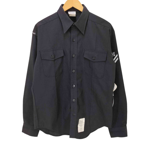 ユーエスネイビー U.S.NAVY 00S DSCP 海軍 Blue Long Sleeve Poly Wool Shirt ポリ ウール ミリタリー シャツ 07年製 メンズ 16-35 SL
