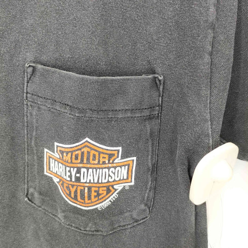 ハーレーダビッドソン HARLEY-DAVIDSON ©1998 両面プリント クルーネック ポケットTシャツ レディース