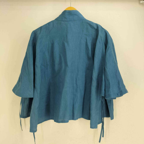 儀右衛門 GIEMON 久留米絣 麻100 スタンドカラー 半袖 シャツジャケット レディース
