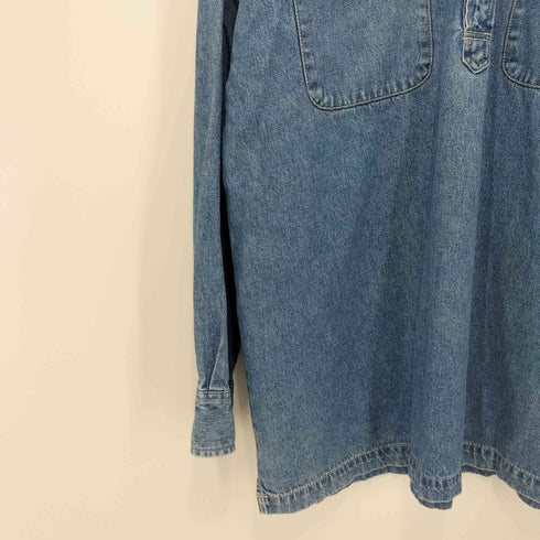 アリゾナ arizona 90s バンドカラーハーフボタンL/Sデニムシャツ メンズ M
