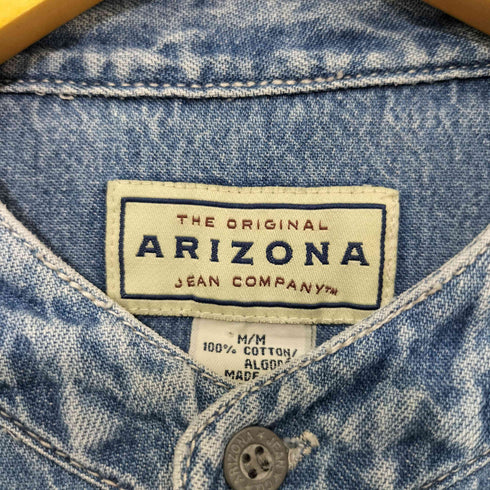 アリゾナ arizona 90s バンドカラーハーフボタンL/Sデニムシャツ メンズ M