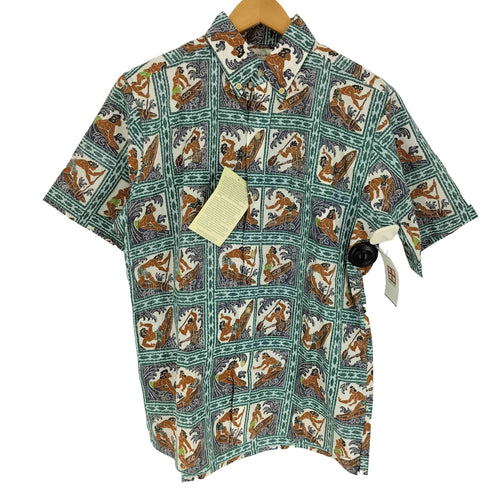 レインスプーナー Reyn Spooner 90S DIETRICH VAREZ COLLECTION WATERSPORTS 47 SEAFOAM 総柄 B.D S/S アロハ シャツ デッドストック メンズ import:S