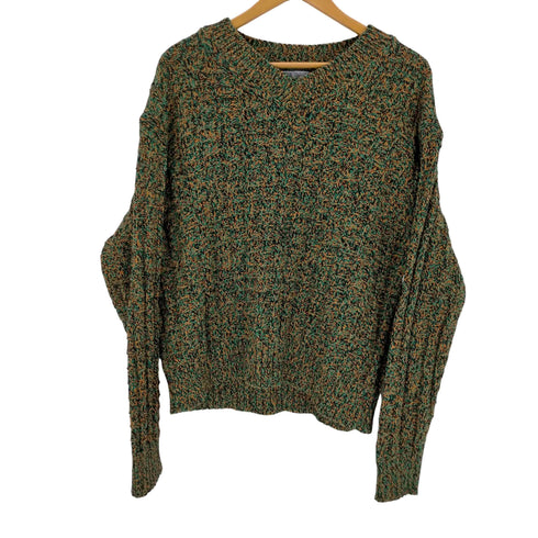 ザラ ZARA Vネック ジャガードニット メンズ import:L