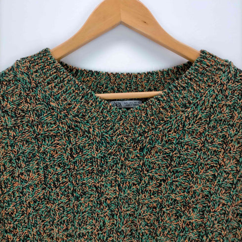 ザラ ZARA Vネック ジャガードニット メンズ import:L