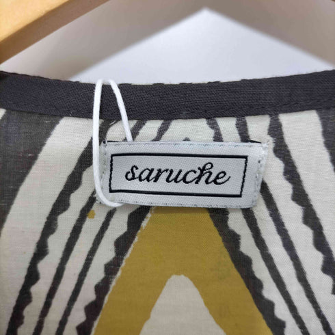 saruche インド染め 三角模様 ワンピース レディース