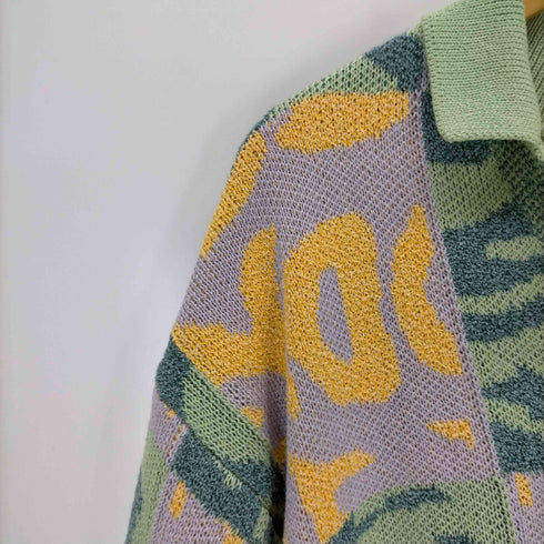 ザラ ZARA パッチワークジャガードニットシャツ メンズ import:M