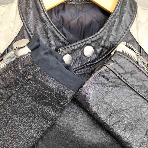 MOTO CUIR レザー シングル ライダースジャケット メンズ FR:38