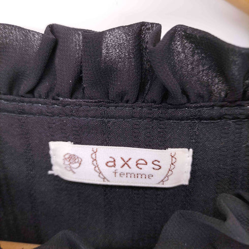 アクシーズファム axes femme リボンブローチ付き刺繍襟ブラウス レディース JPN:L