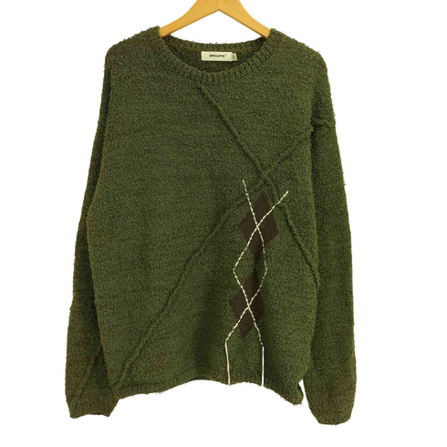 OPICLOTH. アーガイル刺繍 シャギー 長袖ニット メンズ import:XL