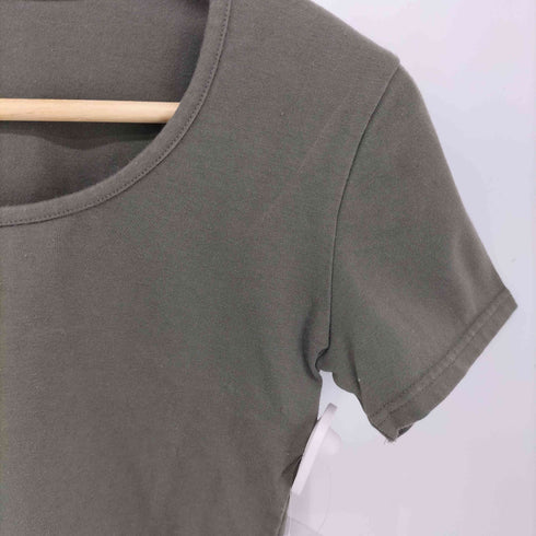 マリークワント MARY QUANT 裾 ワンポイントロゴ刺繍 クルーネック S/S Tシャツ レディース import:L