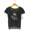 バーバリーブルーレーベル BURBERRY BLUE LABEL ロゴ ラインストーン装飾 コットン Vネック ニット Tシャツ レディース 38