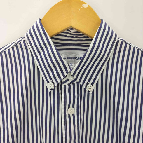 コムデギャルソンシャツ COMME des GARCONS SHIRT フランス製 コットンポプリン ストライプボタンダウンシャツ メンズ JPN:XS