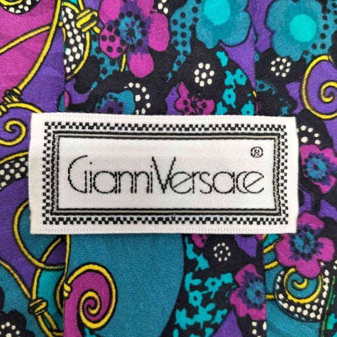 ジャンニヴェルサーチ GIANNI VERSACE フラワープリント シルク ネクタイ メンズ