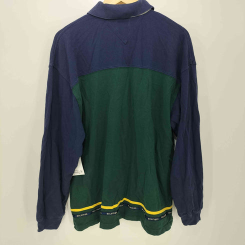 トミーヒルフィガー TOMMY HILFIGER ロゴ刺繍 ツートーン ラガーシャツ メンズ import:XL