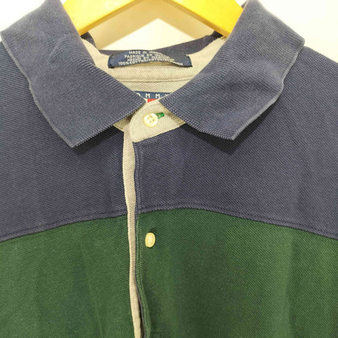 トミーヒルフィガー TOMMY HILFIGER ロゴ刺繍 ツートーン ラガーシャツ メンズ import:XL