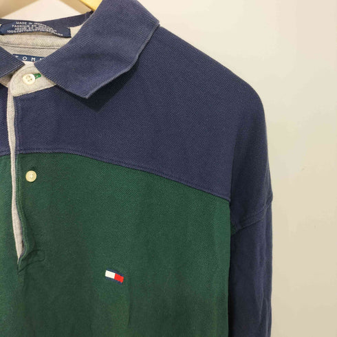 トミーヒルフィガー TOMMY HILFIGER ロゴ刺繍 ツートーン ラガーシャツ メンズ import:XL