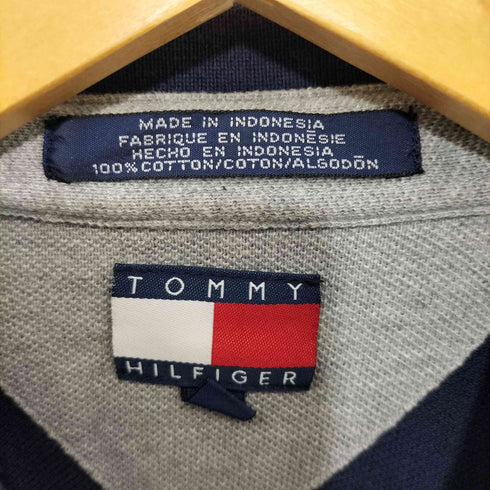 トミーヒルフィガー TOMMY HILFIGER ロゴ刺繍 ツートーン ラガーシャツ メンズ import:XL